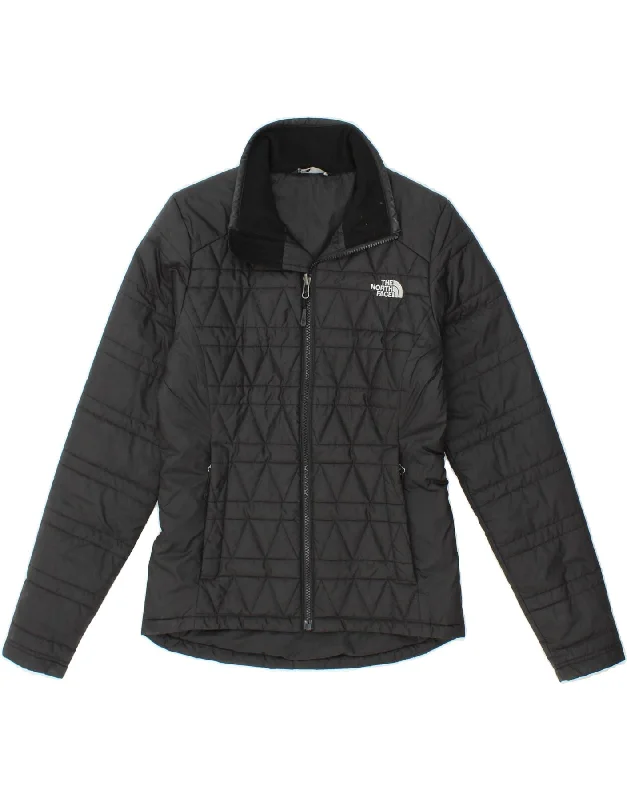 THE NORTH FACE Womens Padded Jacket UK 6 XS Black Polyester Denim Fabric Leather Fabric Suede Fabric