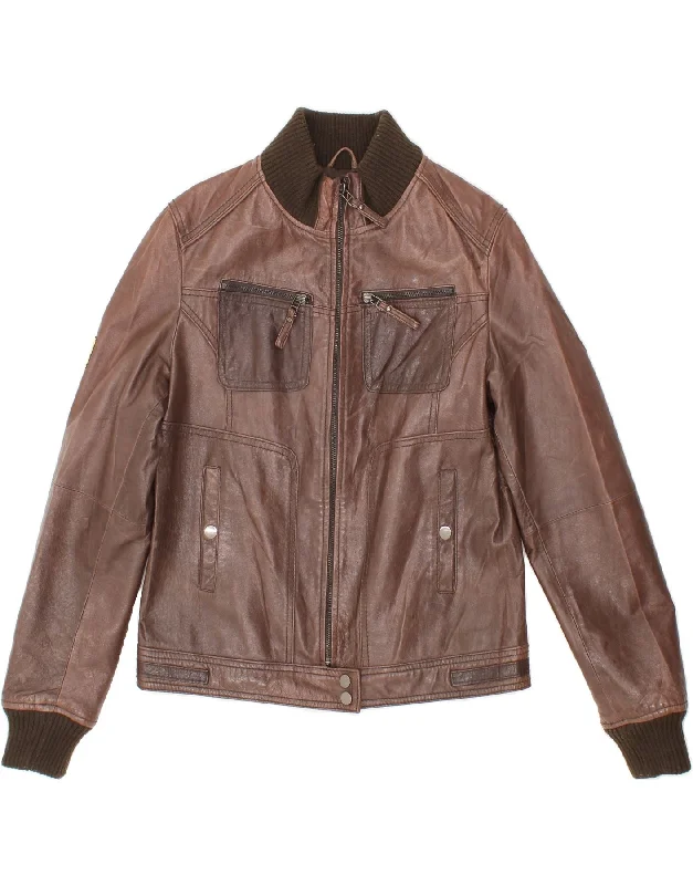 VINTAGE Womens Leather Jacket UK 14 Medium Brown Leather Print Jacket Jacquard Jacket Patchwork Jacket VINTAGE Womens Leather Jacket UK 14 Medium Brown Leather Print Jacket Jacquard Jacket Patchwork Jacket