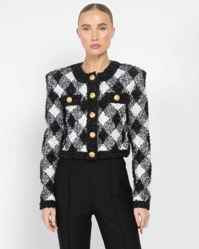 Vichy Tweed Jacket Print Jacket Jacquard Jacket Embroidered Jacket