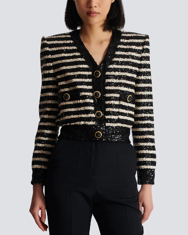 Long Sleeve Glitter Jacket Wool Fabric Cashmere Fabric Tweed Fabric