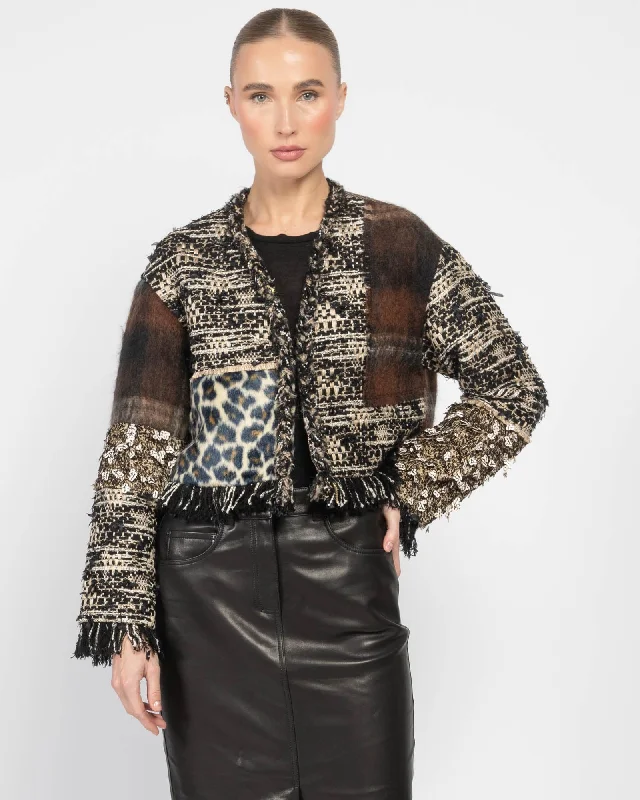 Marble Tweed Jacket Faux Fur Jacket Real Fur Jacket Shearling Jacket