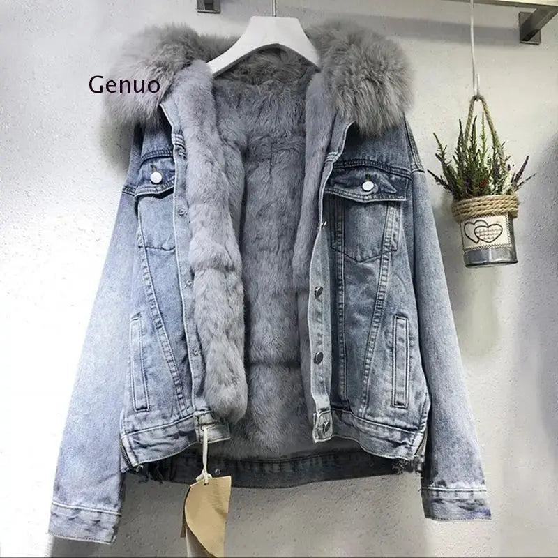 FZ Women's Oversized Loose Fur Collar Velvet Parkas Vintage Cotton Denim Jacket Plaid Jacket Tartan Jacket Houndstooth Jacket FZ Women's Oversized Loose Fur Collar Velvet Parkas Vintage Cotton Denim Jacket Plaid Jacket Tartan Jacket Houndstooth Jacket