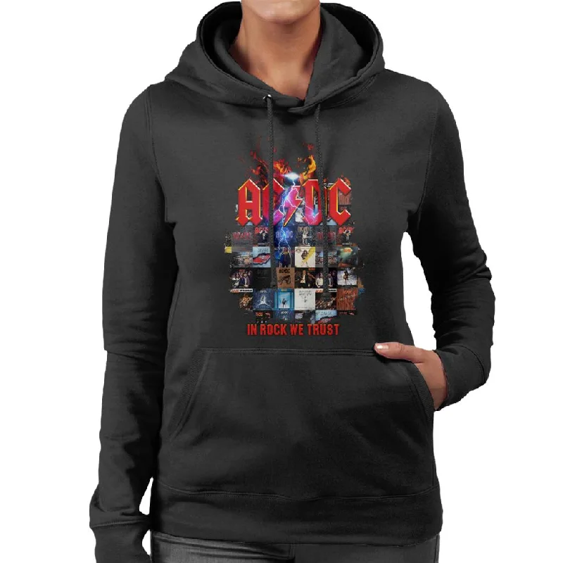 ACDC In Rock We Trust Women's Hooded Sweatshirt Hoodie with Slit Hem Functional Movement ACDC In Rock We Trust Women's Hooded Sweatshirt Hoodie with Slit Hem Functional Movement