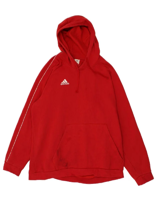 ADIDAS Mens Hoodie Jumper 3XL Red Cotton Hoodie with Back Slit Movement Comfort