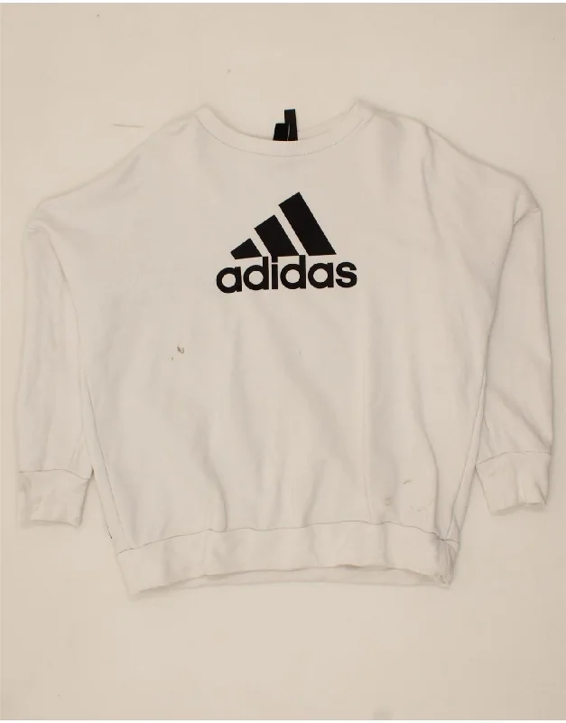 ADIDAS Womens Oversized Graphic Sweatshirt Jumper UK 8/10 Small White Hoodie with Lining Warm Insulated ADIDAS Womens Oversized Graphic Sweatshirt Jumper UK 8/10 Small White Hoodie with Lining Warm Insulated