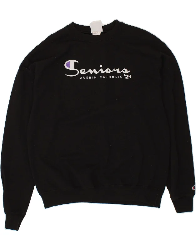 CHAMPION Mens Graphic Sweatshirt Jumper Large Black Cotton Hoodie with Belted Waist Structured Tailored CHAMPION Mens Graphic Sweatshirt Jumper Large Black Cotton Hoodie with Belted Waist Structured Tailored