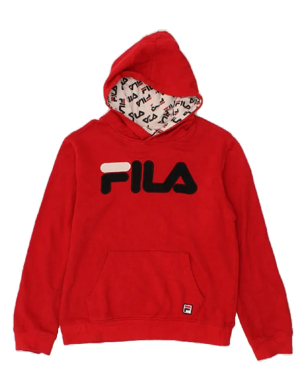FILA Girls Graphic Hoodie Jumper 14-15 Years XL Red Cotton Hoodie with Hem Patch Decorative Personalized FILA Girls Graphic Hoodie Jumper 14-15 Years XL Red Cotton Hoodie with Hem Patch Decorative Personalized