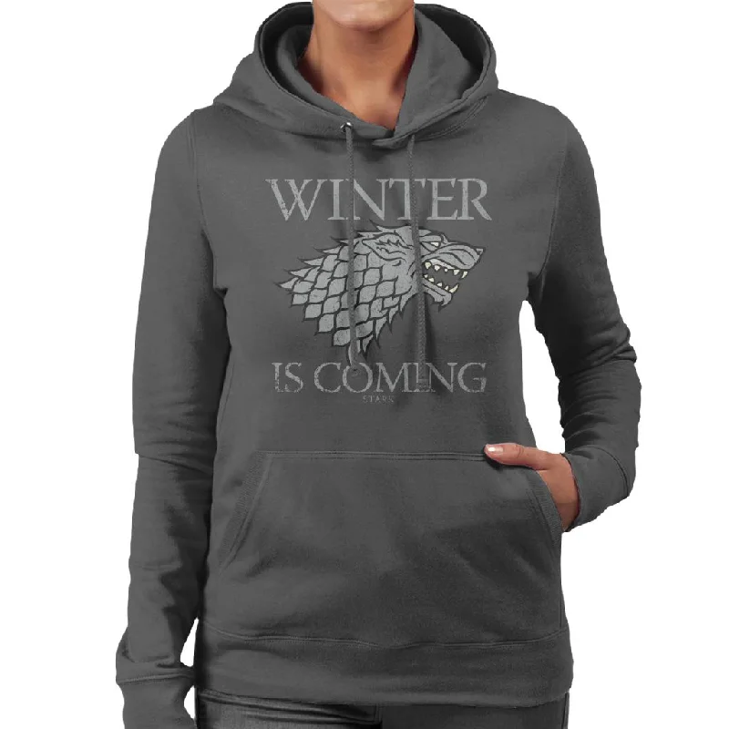 Game Of Thrones House Stark Winter Is Coming Women's Hooded Sweatshirt Hoodie with Tied Waist Feminine Flattering Game Of Thrones House Stark Winter Is Coming Women's Hooded Sweatshirt Hoodie with Tied Waist Feminine Flattering