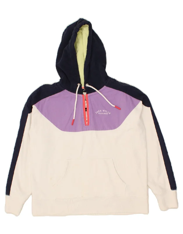 JACK WILLS Womens Oversized Hoodie Jumper UK 12 Medium White Colourblock Zip Hoodie Drawstring Kangaroo Pocket JACK WILLS Womens Oversized Hoodie Jumper UK 12 Medium White Colourblock Zip Hoodie Drawstring Kangaroo Pocket