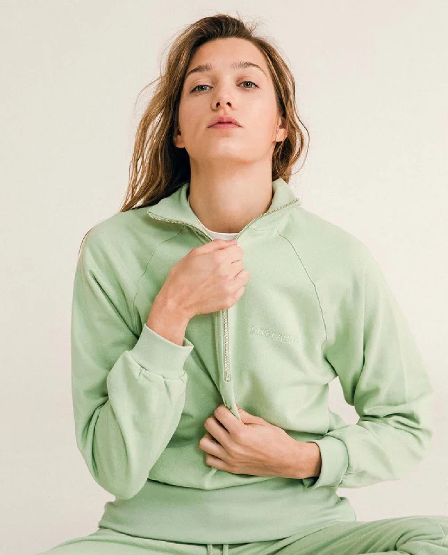JUTELAUNE Half-Zip Sweatshirt Mint Hoodie with Elastic Waist Stretchable Comfortable JUTELAUNE Half-Zip Sweatshirt Mint Hoodie with Elastic Waist Stretchable Comfortable
