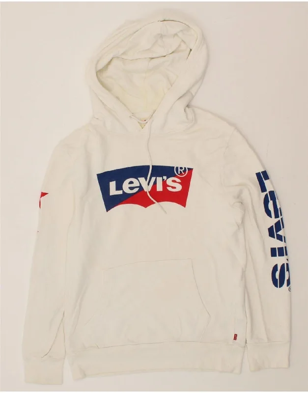 LEVI'S Mens Graphic Hoodie Jumper Small White Cotton Hoodie with Reflective Safety Nightwear LEVI'S Mens Graphic Hoodie Jumper Small White Cotton Hoodie with Reflective Safety Nightwear