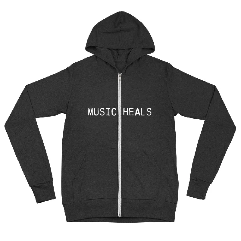 SR Music Heals Zip Hoodie Hoodie with Slim Fit Tailored Modern