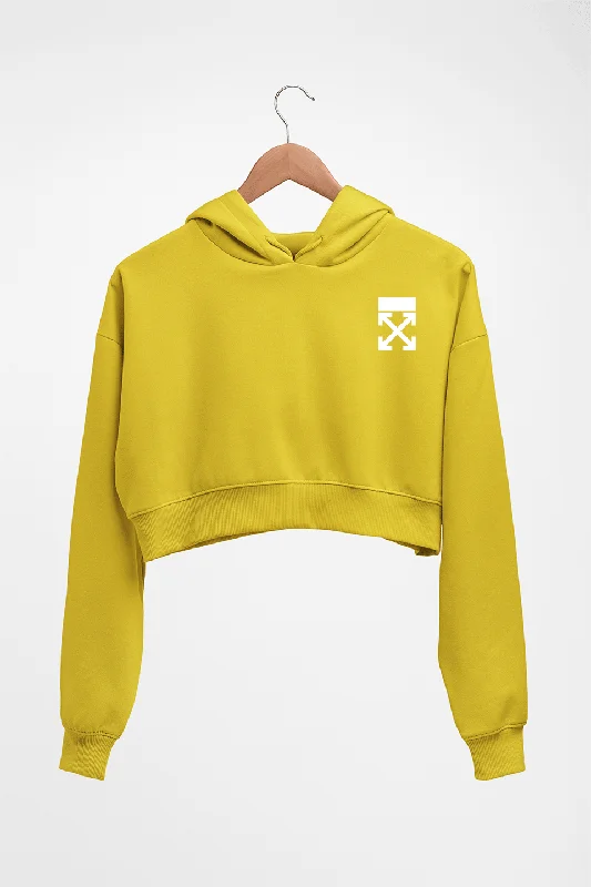 off White logo Crop HOODIE FOR WOMEN Hooded Sweatshirt Casual Wear Street Style