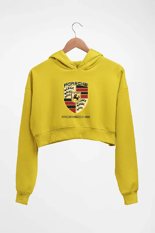 Porsche Logo Crop HOODIE FOR WOMEN Hoodie with Drawcord Adjustable Secure