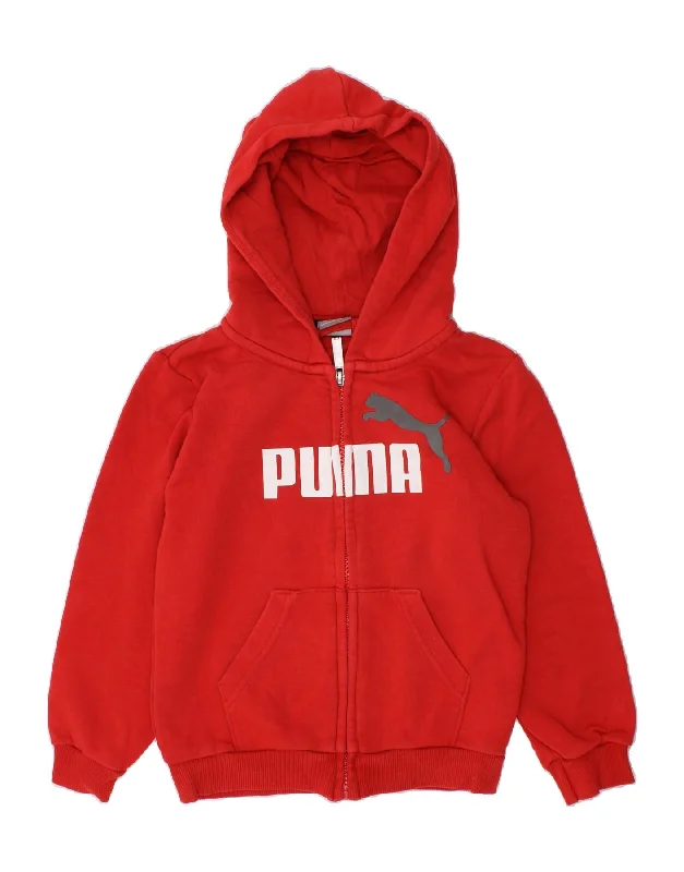 PUMA Boys Graphic Zip Hoodie Sweater 5-6 Years Red Cotton Hoodie with Raglan Sleeves Sporty Comfortable PUMA Boys Graphic Zip Hoodie Sweater 5-6 Years Red Cotton Hoodie with Raglan Sleeves Sporty Comfortable