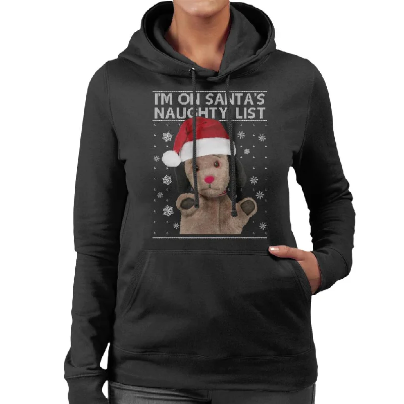 Sooty Christmas Sweep Im On Santas Naughty List Women's Hooded Sweatshirt Hoodie with Front Slit Layering Stylish