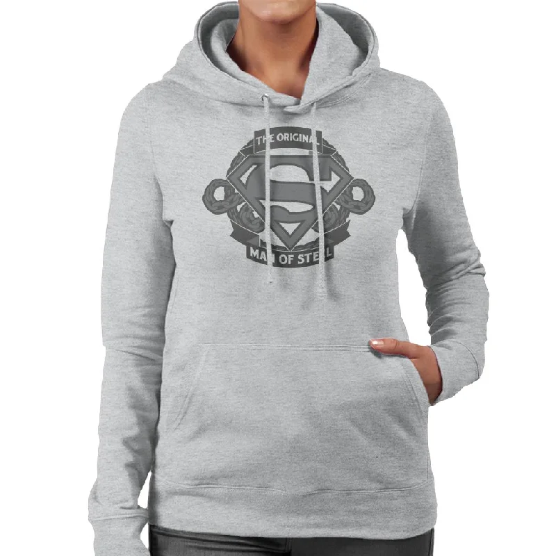 Superman Original Man Of Steel Chain Link Logo Women's Hooded Sweatshirt Hoodie with Oversized Fit Loose Comfortable Superman Original Man Of Steel Chain Link Logo Women's Hooded Sweatshirt Hoodie with Oversized Fit Loose Comfortable