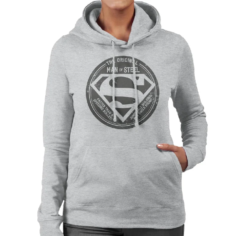 Superman The Original Man Of Steel Retro Women's Hooded Sweatshirt Hoodie with Drop Shoulder Relaxed Streetwear Superman The Original Man Of Steel Retro Women's Hooded Sweatshirt Hoodie with Drop Shoulder Relaxed Streetwear