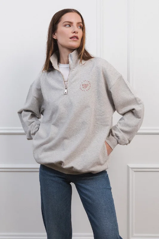 Runyon Sports & Rec Full Length Quarter-Zip Sweatshirt Hoodie with Hem Contrast Bold Stylish
