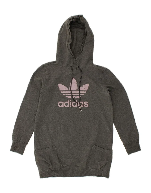 ADIDAS Womens Longline Graphic Hoodie Jumper EU 40 Medium Grey Cotton Hoodie with Raglan Sleeves Sporty Comfortable ADIDAS Womens Longline Graphic Hoodie Jumper EU 40 Medium Grey Cotton Hoodie with Raglan Sleeves Sporty Comfortable