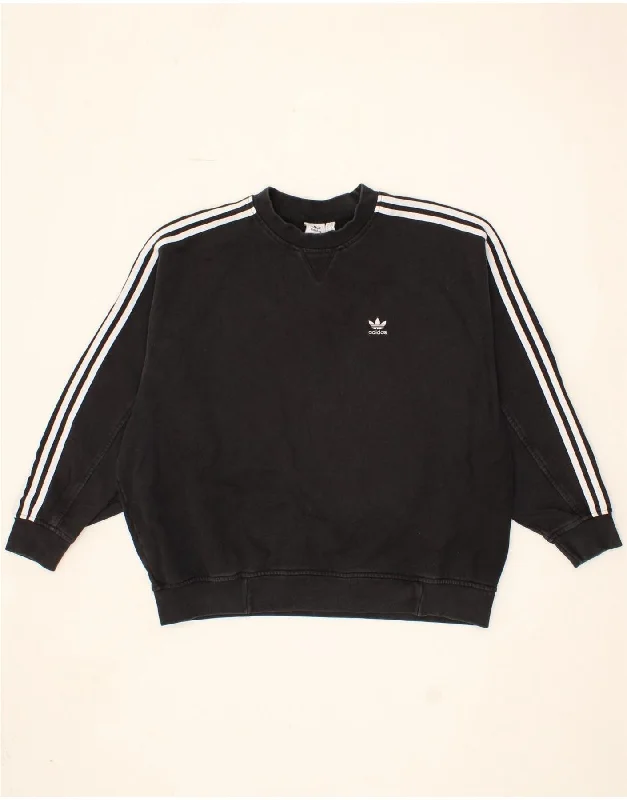ADIDAS Womens Oversized Sweatshirt Jumper UK 10 Small Black Cotton Hoodie with Hem Contrast Bold Stylish ADIDAS Womens Oversized Sweatshirt Jumper UK 10 Small Black Cotton Hoodie with Hem Contrast Bold Stylish