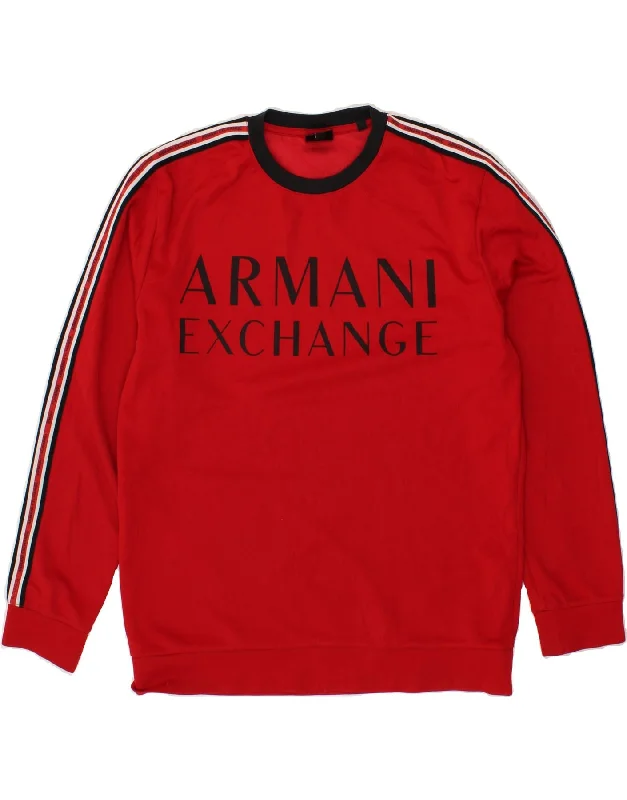 ARMANI EXCHANGE Mens Graphic Sweatshirt Jumper Medium Red Cotton Hoodie with Hem Lace Feminine Delicate ARMANI EXCHANGE Mens Graphic Sweatshirt Jumper Medium Red Cotton Hoodie with Hem Lace Feminine Delicate