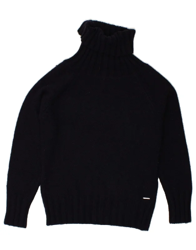 ARMANI JEANS Womens Roll Neck Jumper Sweater EU 44 XL Navy Blue Wool Fitted Slim Tailored ARMANI JEANS Womens Roll Neck Jumper Sweater EU 44 XL Navy Blue Wool Fitted Slim Tailored