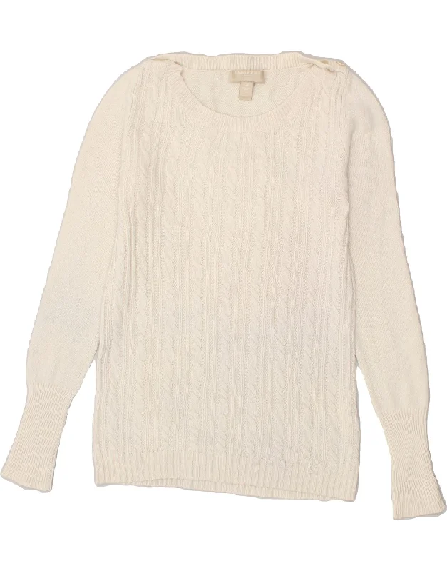 BANANA REPUBLIC Womens Boat Neck Jumper Sweater UK 10 Small White Cashmere Striped Floral Plaid BANANA REPUBLIC Womens Boat Neck Jumper Sweater UK 10 Small White Cashmere Striped Floral Plaid