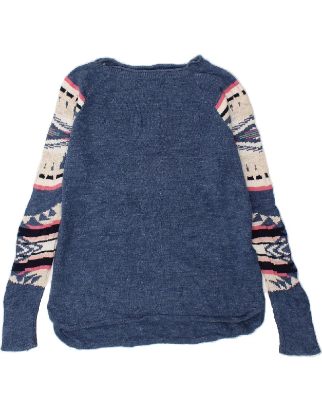 CHAPS Womens Boat Neck Jumper Sweater UK 16 Large Navy Blue Fair Isle Wool Chenille Brocade Lace CHAPS Womens Boat Neck Jumper Sweater UK 16 Large Navy Blue Fair Isle Wool Chenille Brocade Lace