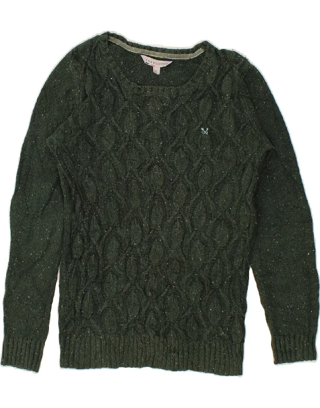 CREW CLOTHING Womens Boat Neck Jumper Sweater UK 12 Medium Green Flecked Solid Print Embellished CREW CLOTHING Womens Boat Neck Jumper Sweater UK 12 Medium Green Flecked Solid Print Embellished