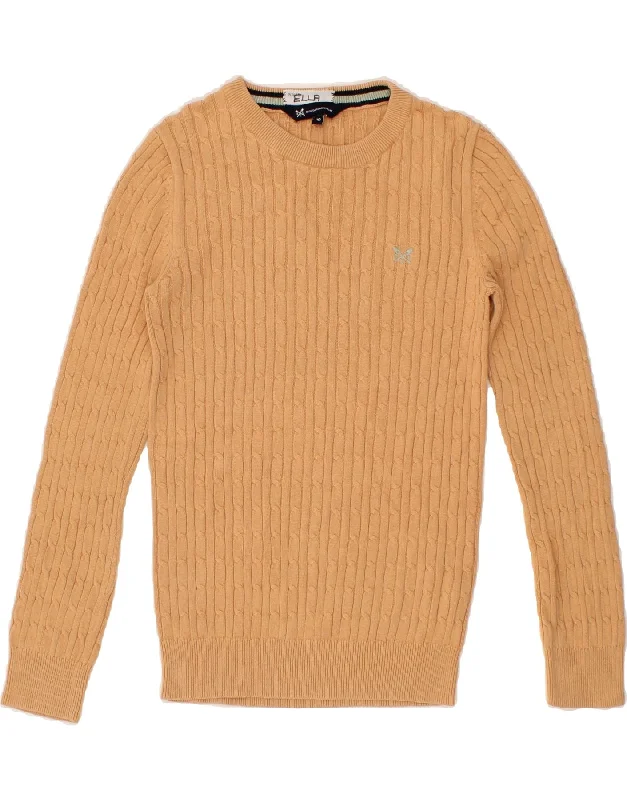 CREW CLOTHING Womens Crew Neck Jumper Sweater UK 10 Small Beige Cotton Embroidered Appliqued Beaded CREW CLOTHING Womens Crew Neck Jumper Sweater UK 10 Small Beige Cotton Embroidered Appliqued Beaded