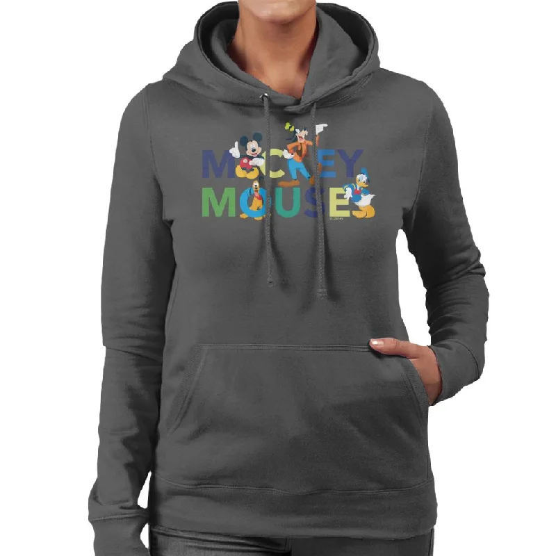 Disney Mickey Mouse And Friends Colour Logo Women's Hooded Sweatshirt Hoodie with Cuffed Sleeves Snug Secure Disney Mickey Mouse And Friends Colour Logo Women's Hooded Sweatshirt Hoodie with Cuffed Sleeves Snug Secure