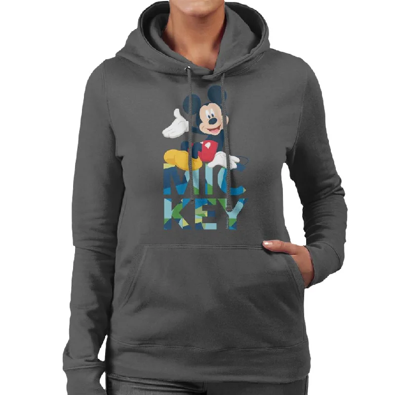 Disney Mickey Mouse Colour Text Women's Hooded Sweatshirt Hoodie with Batwing Sleeves Loose Dramatic Disney Mickey Mouse Colour Text Women's Hooded Sweatshirt Hoodie with Batwing Sleeves Loose Dramatic