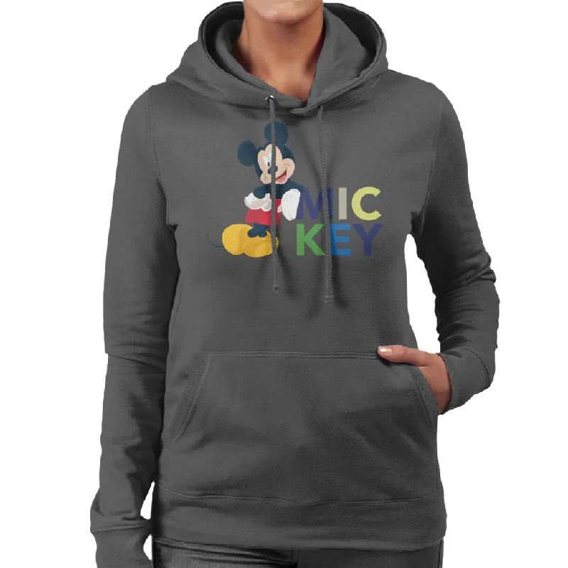 Disney Mickey Mouse Cool Lean Women's Hooded Sweatshirt Hoodie with V-Neck Classic Versatile Disney Mickey Mouse Cool Lean Women's Hooded Sweatshirt Hoodie with V-Neck Classic Versatile