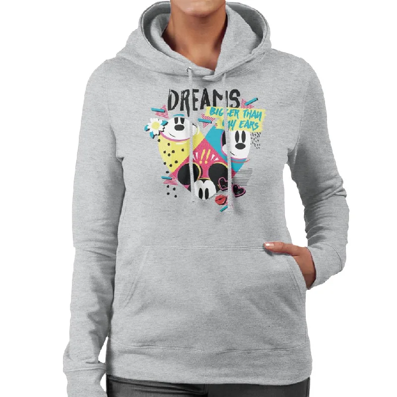 Disney Mickey Mouse Dreams Bigger Than My Ears Women's Hooded Sweatshirt Hoodie with Frayed Bohemian Relaxed Disney Mickey Mouse Dreams Bigger Than My Ears Women's Hooded Sweatshirt Hoodie with Frayed Bohemian Relaxed
