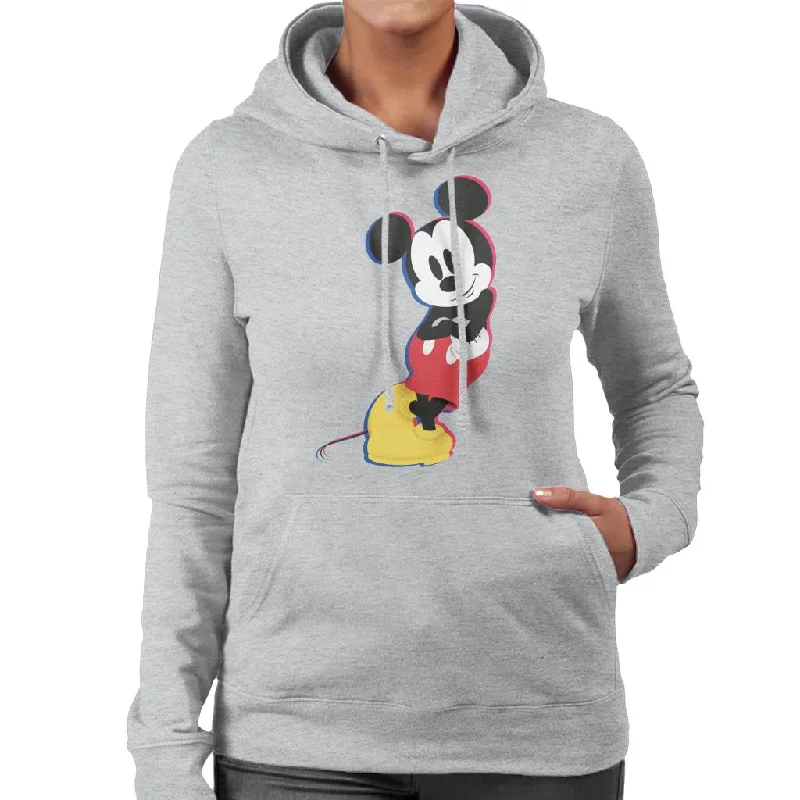 Disney Mickey Mouse Lean Women's Hooded Sweatshirt Hoodie with Tied Waist Feminine Flattering Disney Mickey Mouse Lean Women's Hooded Sweatshirt Hoodie with Tied Waist Feminine Flattering