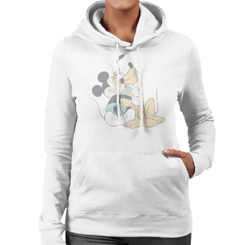 Disney Mickey Mouse Pluto Hug Women's Hooded Sweatshirt Hoodie with Hem Elastic Stretchable Comfortable Disney Mickey Mouse Pluto Hug Women's Hooded Sweatshirt Hoodie with Hem Elastic Stretchable Comfortable