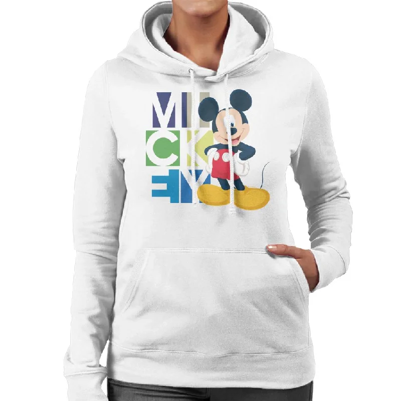 Disney Mickey Mouse Pose Women's Hooded Sweatshirt Hoodie with Drawstring Waist Adjustable Fitted Disney Mickey Mouse Pose Women's Hooded Sweatshirt Hoodie with Drawstring Waist Adjustable Fitted