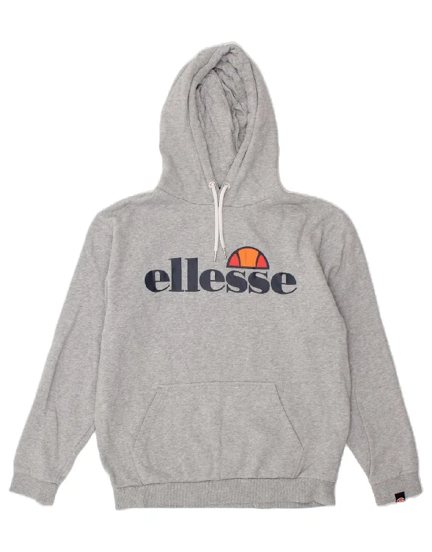 ELLESSE Mens Graphic Hoodie Jumper Medium Grey Cotton Hoodie with Fur Luxurious Winter ELLESSE Mens Graphic Hoodie Jumper Medium Grey Cotton Hoodie with Fur Luxurious Winter
