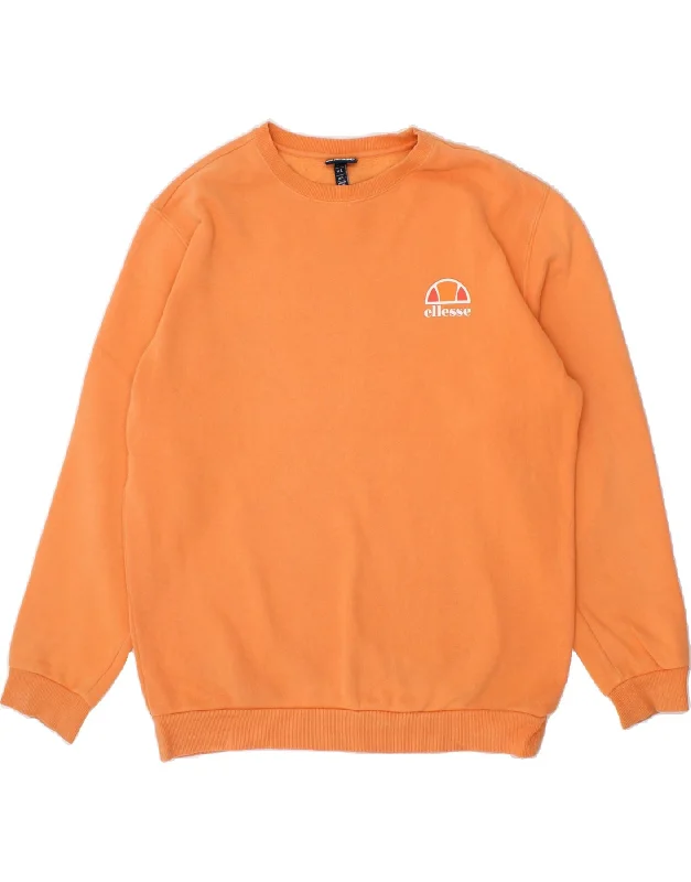 ELLESSE Mens Sweatshirt Jumper Large Orange Cotton Hoodie with Cropped Fit Short Trendy ELLESSE Mens Sweatshirt Jumper Large Orange Cotton Hoodie with Cropped Fit Short Trendy
