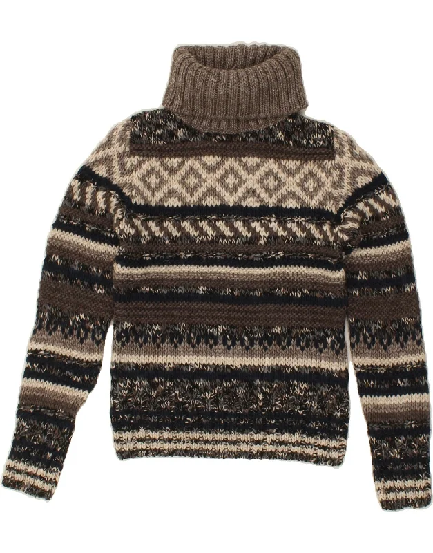 ELSANANDA Womens Roll Neck Jumper Sweater UK 12 Medium Grey Geometric Wool Fitted Slim Tailored ELSANANDA Womens Roll Neck Jumper Sweater UK 12 Medium Grey Geometric Wool Fitted Slim Tailored