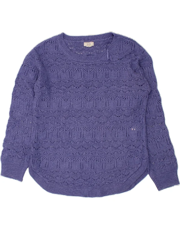 FAT FACE Womens Boat Neck Jumper Sweater UK 12 Medium Purple Acrylic Ribbed Striped Patterned FAT FACE Womens Boat Neck Jumper Sweater UK 12 Medium Purple Acrylic Ribbed Striped Patterned
