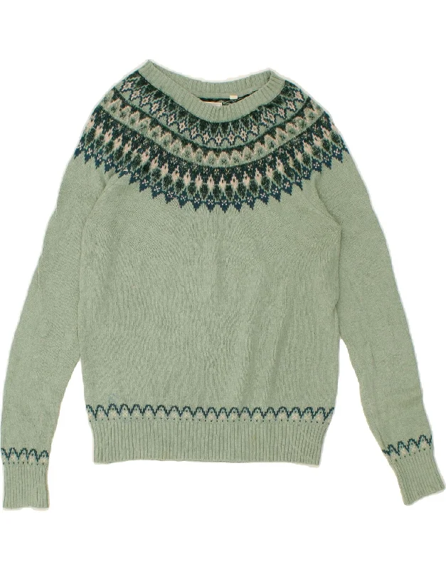FAT FACE Womens Boat Neck Jumper Sweater UK 8 Small Green Fair Isle Bright Pastel Dark FAT FACE Womens Boat Neck Jumper Sweater UK 8 Small Green Fair Isle Bright Pastel Dark