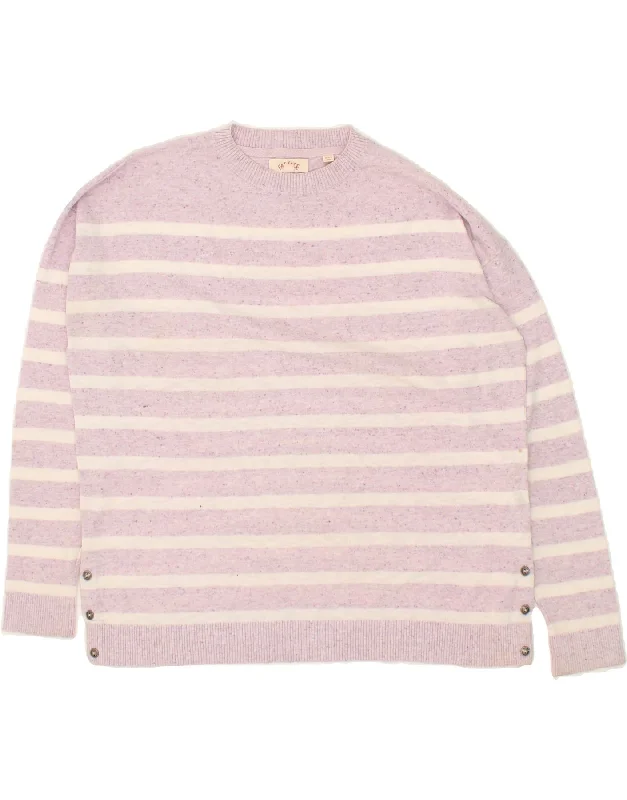 FAT FACE Womens Crew Neck Jumper Sweater UK 12 Medium Pink Striped Cotton Nylon Fabric Polyester Fabric Spandex Fabric FAT FACE Womens Crew Neck Jumper Sweater UK 12 Medium Pink Striped Cotton Nylon Fabric Polyester Fabric Spandex Fabric
