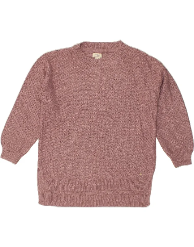 FAT FACE Womens Oversized Crew Neck Jumper Sweater UK 10 Small Pink Soft Cozy Warm