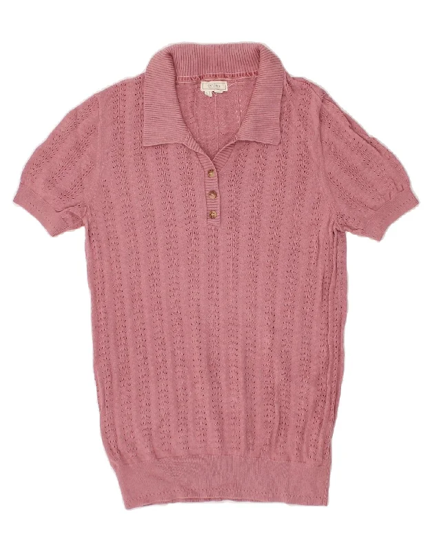 FAT FACE Womens Short Sleeve Polo Neck Jumper Sweater UK 14 Medium Pink Hooded Sweater Collared Sweater Shawl Collar FAT FACE Womens Short Sleeve Polo Neck Jumper Sweater UK 14 Medium Pink Hooded Sweater Collared Sweater Shawl Collar