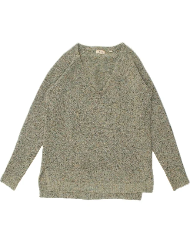 FAT FACE Womens V-Neck Jumper Sweater UK 8 Small Green Flecked Acrylic Neon Metallic Matte FAT FACE Womens V-Neck Jumper Sweater UK 8 Small Green Flecked Acrylic Neon Metallic Matte
