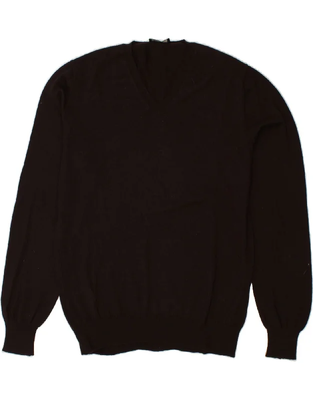 FAY Womens V-Neck Jumper Sweater UK 10 Small Brown Virgin Wool Sequined Glittery Shiny FAY Womens V-Neck Jumper Sweater UK 10 Small Brown Virgin Wool Sequined Glittery Shiny