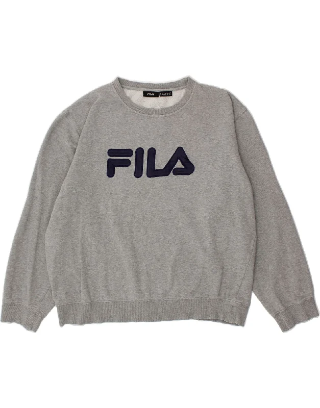 FILA Mens Graphic Sweatshirt Jumper XL Grey Cotton Hoodie with Metallic Shiny Futuristic FILA Mens Graphic Sweatshirt Jumper XL Grey Cotton Hoodie with Metallic Shiny Futuristic