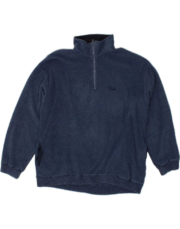FILA Mens Zip Neck Sweatshirt Jumper IT 56 XL Navy Blue Hoodie with Snap Buttons Easy Quick FILA Mens Zip Neck Sweatshirt Jumper IT 56 XL Navy Blue Hoodie with Snap Buttons Easy Quick